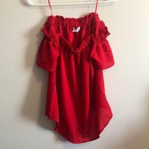 Sienna sky red top , low shoulder drop, very cute and flowy medium
